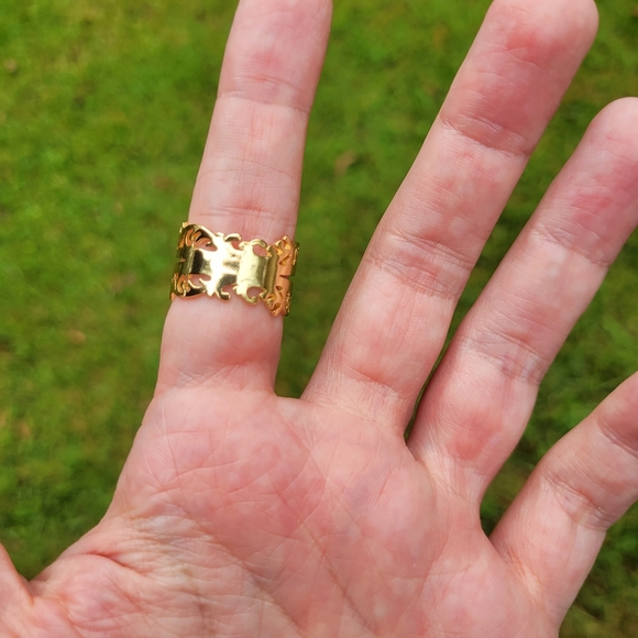 Ancient Hieroglyphs Diamond Gold Ring - Picture 8 of 11